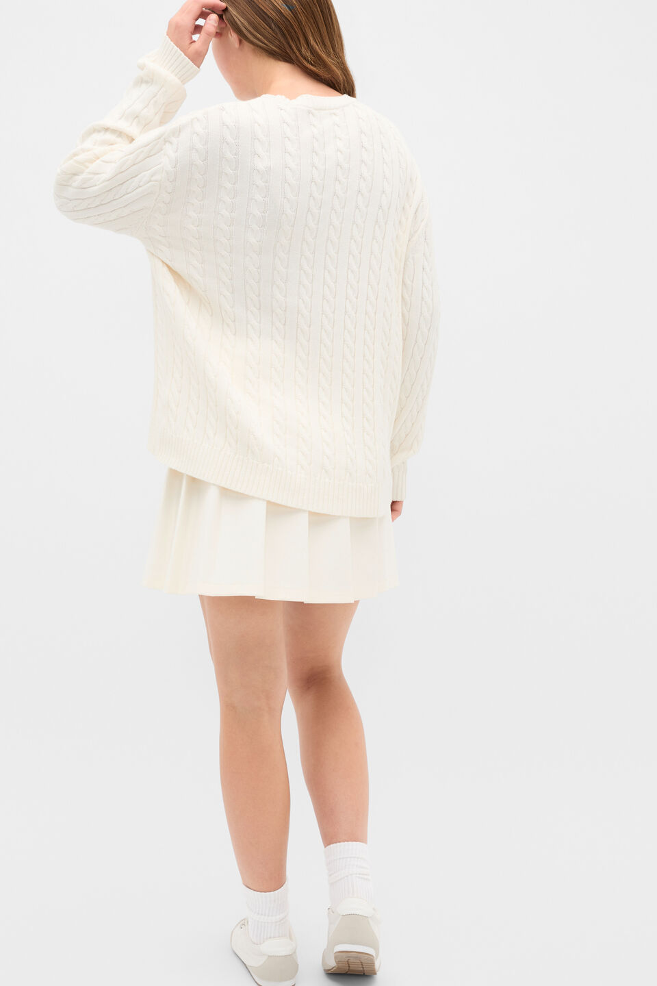Relaxed Cable Knit Sweater  Classic Cream
