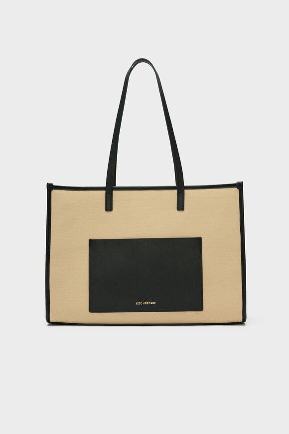 Leather Detail Carry All Tote  Sandstone  hi-res