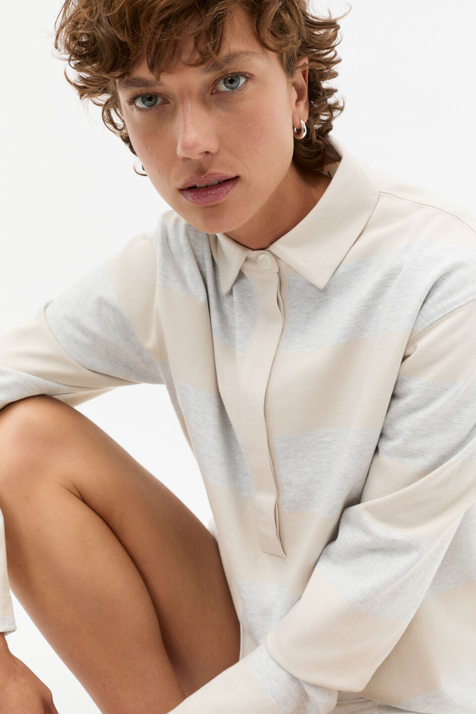 Rugby Oversized Sweat  Vintage Grey Marle Stripe