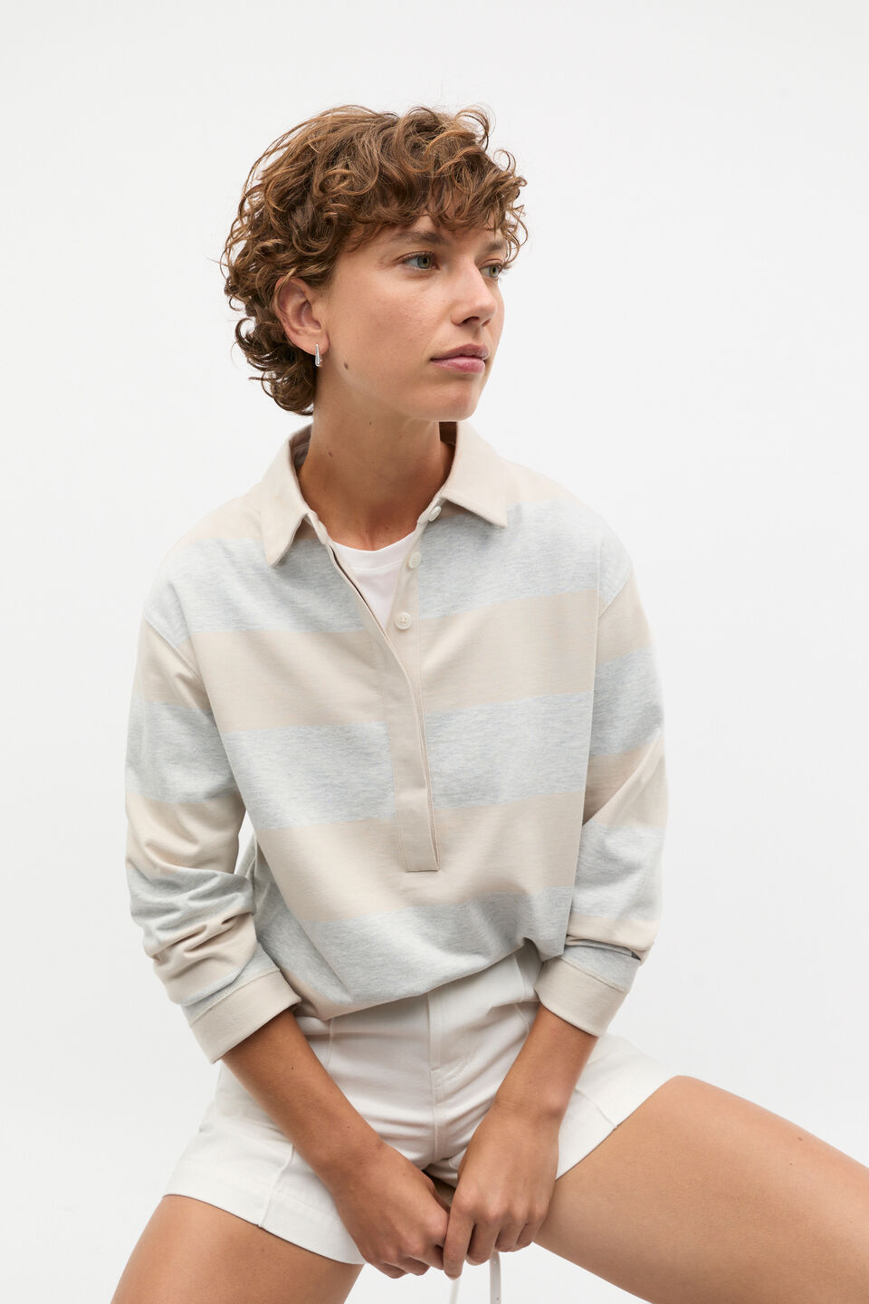 Rugby Oversized Sweat  Vintage Grey Marle Stripe