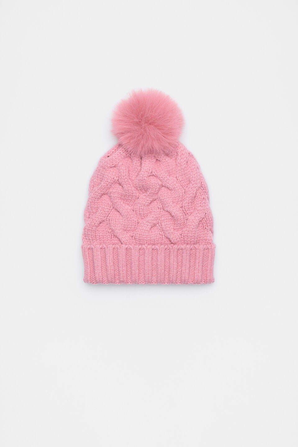 Cable Knit Beanie  Raspberry
