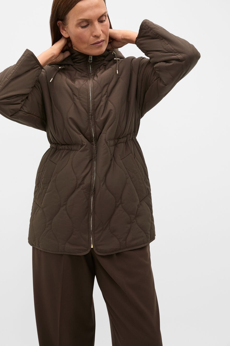 Quilted Drawcord Jacket  Coffee Bean