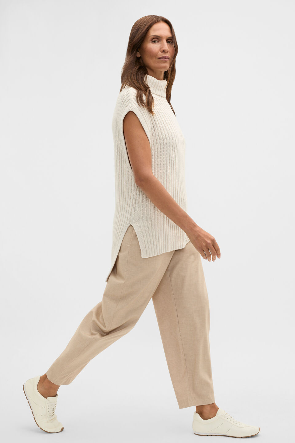 Collar Knit Poncho  Mist