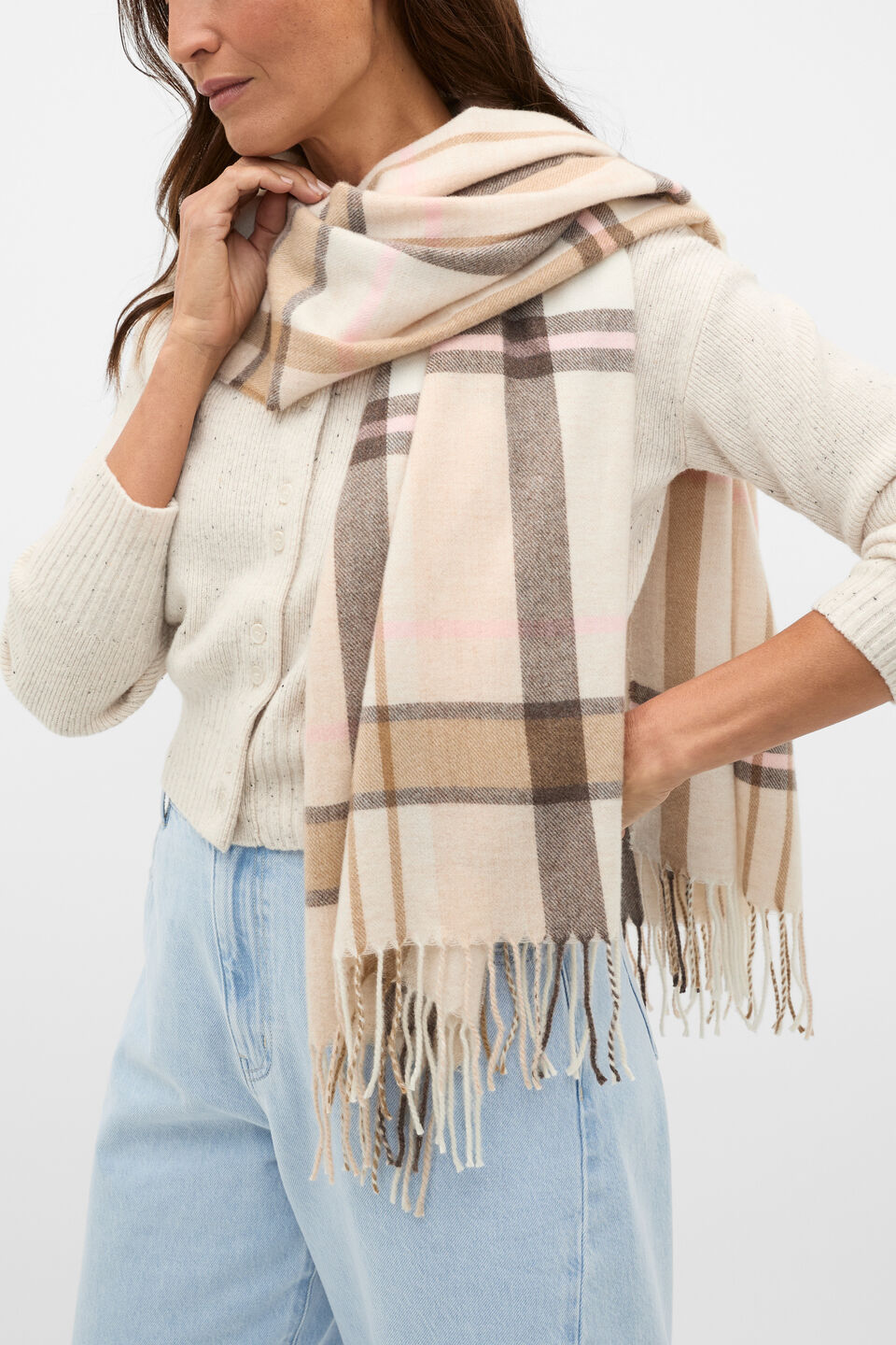 Check Scarf  Sandstone Multi