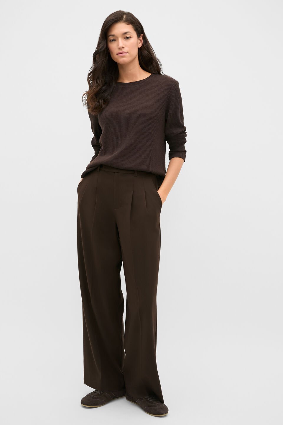 Supersoft Rib Relaxed Top  Coffee Bean