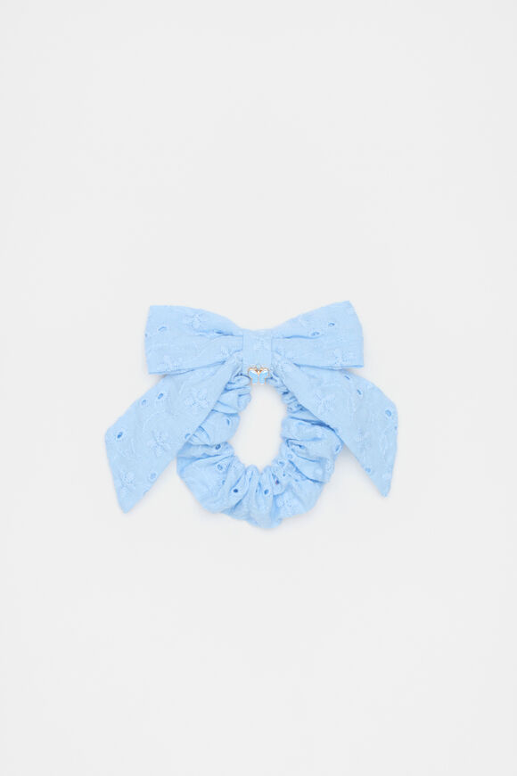 Broderie Charm Bow Scrunchies  Luna Blue  hi-res