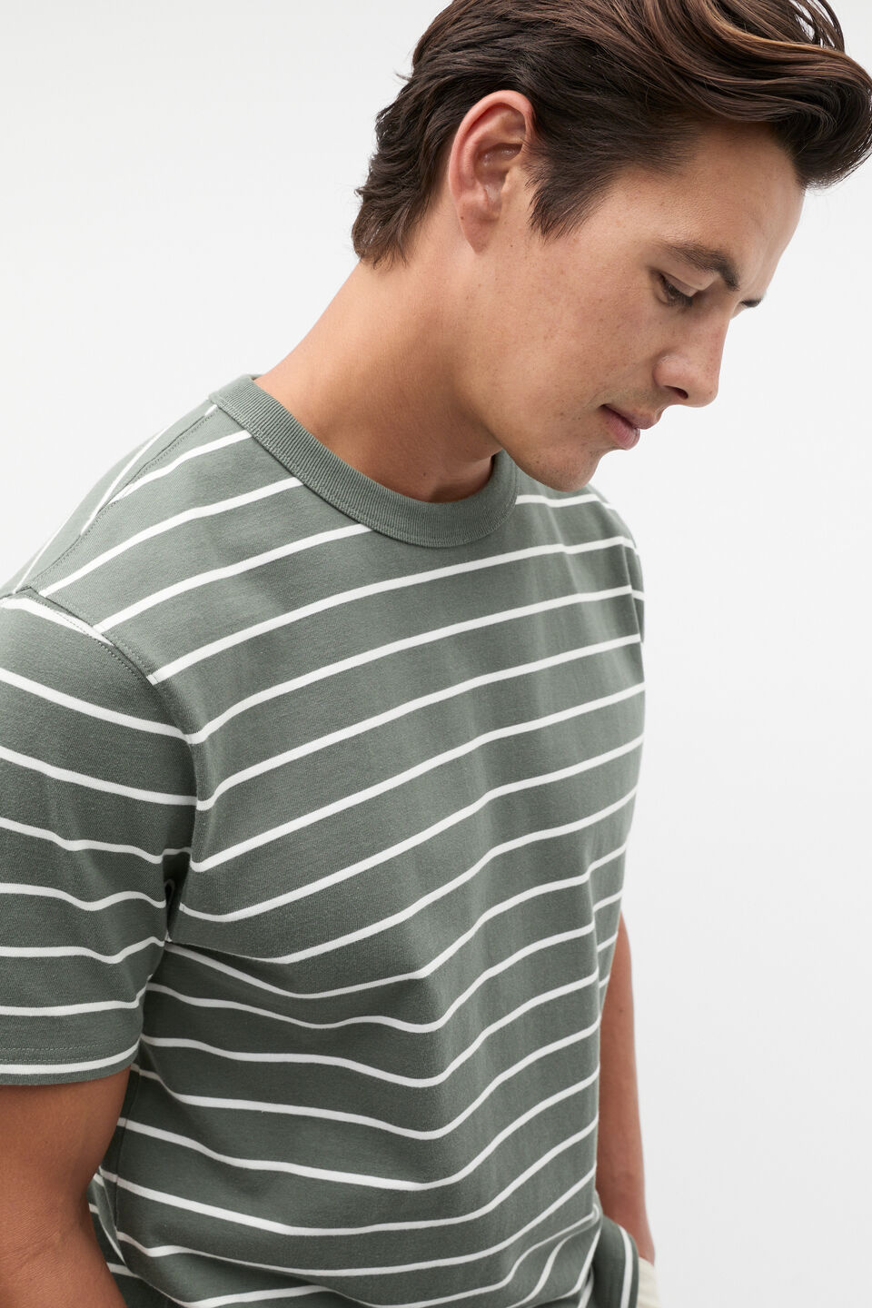 Crew Stripe Tee  Light Khaki Stripe