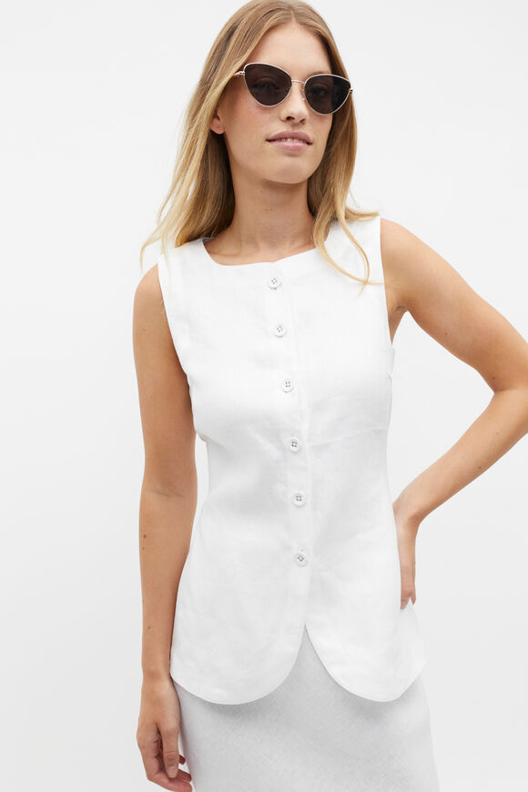 Linen Vest Top  Whisper White  hi-res