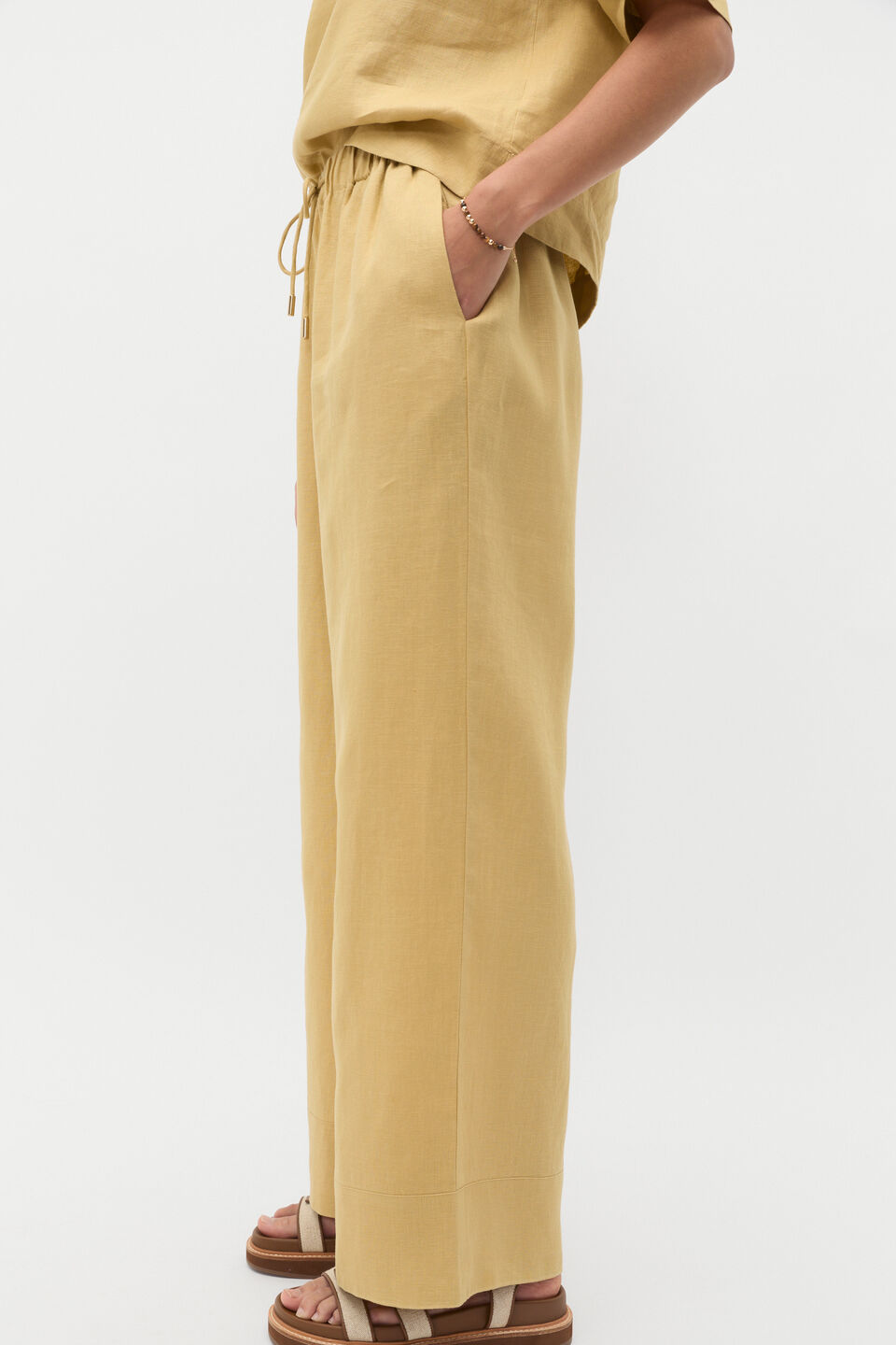 Core Linen Casual Tie Pant  Honey