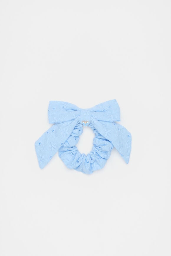 Broderie Charm Bow Scrunchies  Luna Blue  hi-res