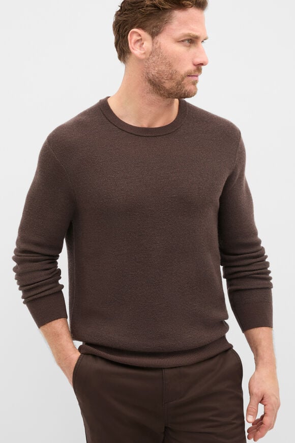Merino Crew Neck Knit  Dark Chocolate  hi-res