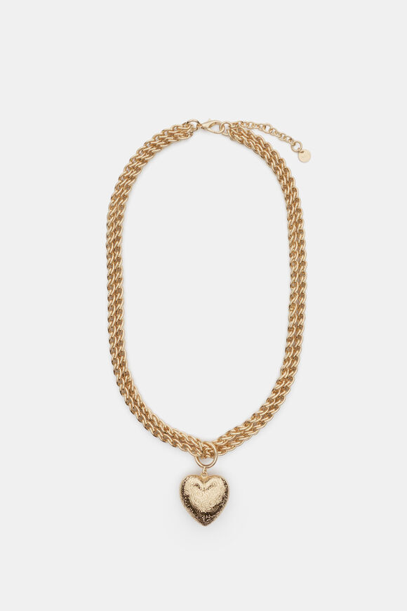 Vintage Heart Necklace  Gold  hi-res