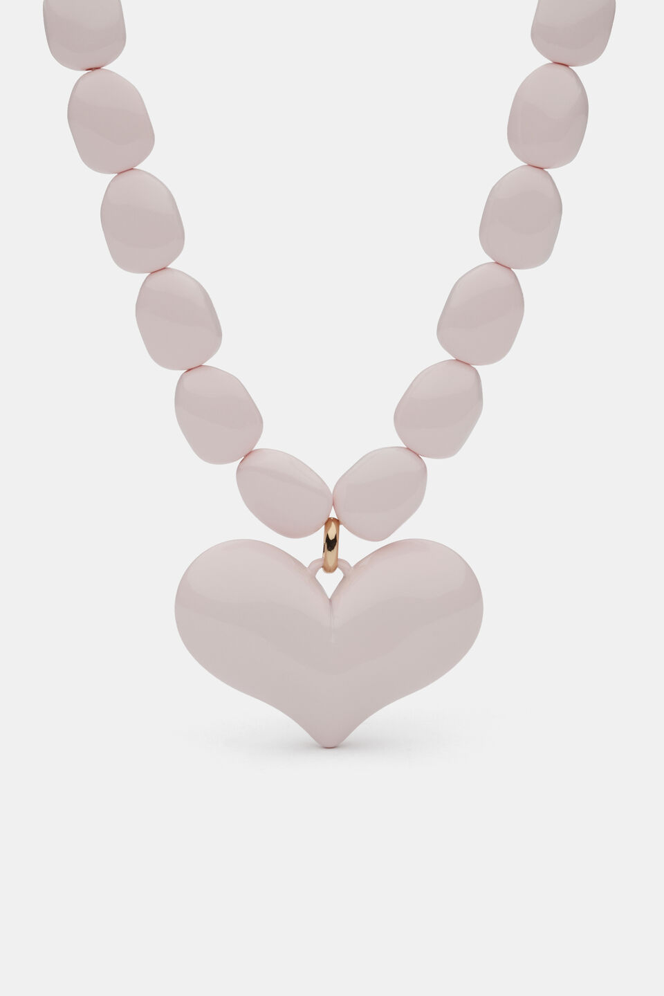 Beaded Heart Necklace  Pale Blossom