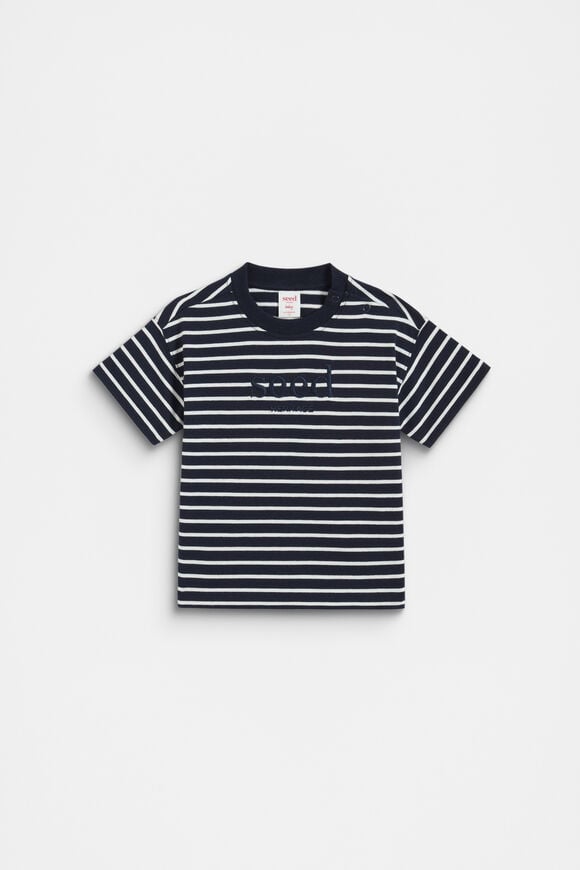 Core Stripe Logo Tee  Midnight Blue  hi-res