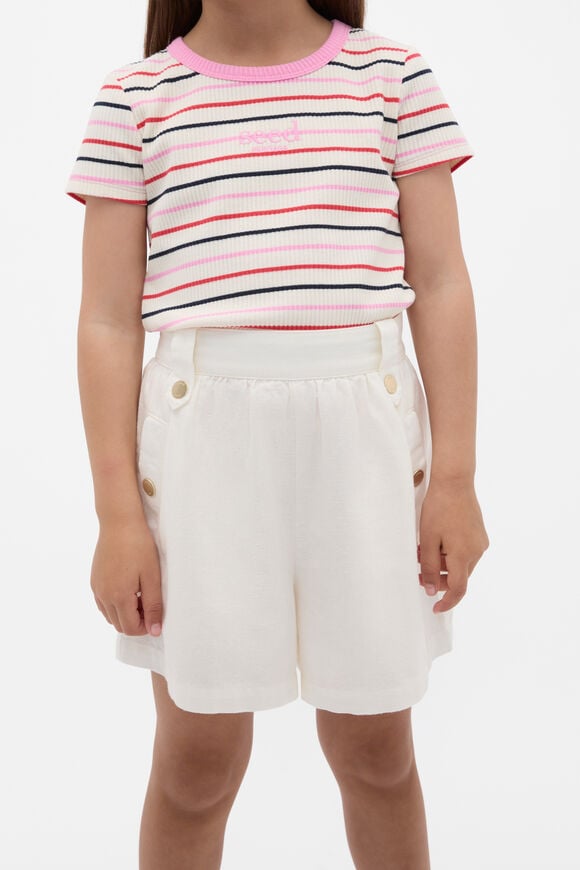 Stripe Rib Logo Tee  Candy Pink Multi  hi-res