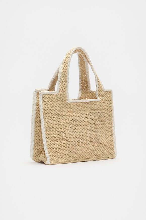Square Raffia Tote  Cream  hi-res