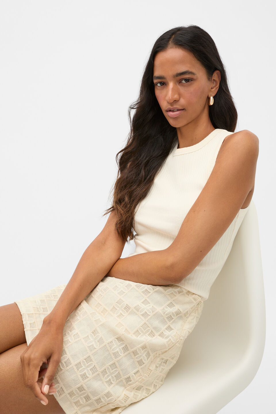 Cotton Rib Tank  Coconut Cream