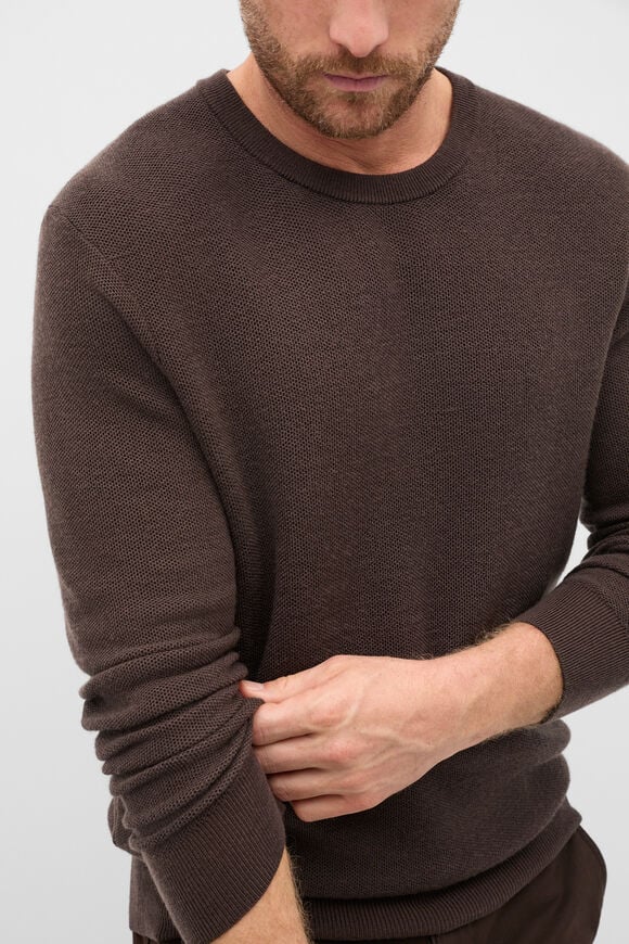 Merino Crew Neck Knit  Dark Chocolate  hi-res