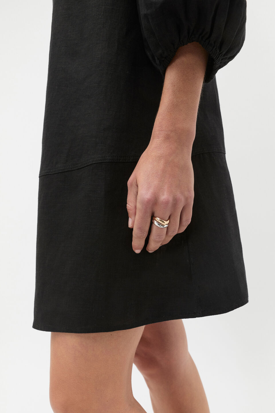 Textured Wave Ring Set  Silver Gold