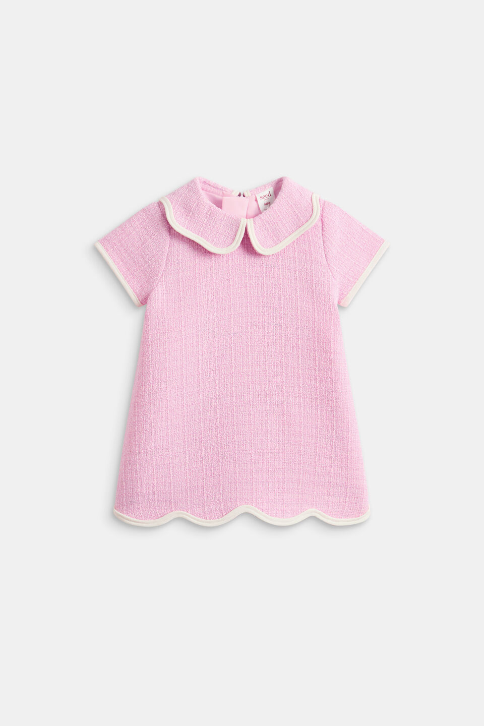 Scallop Tweed Dress  Candy Pink