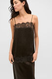 Crinkled Satin Lace Square Neck Cami  Coffee Bean  hi-res