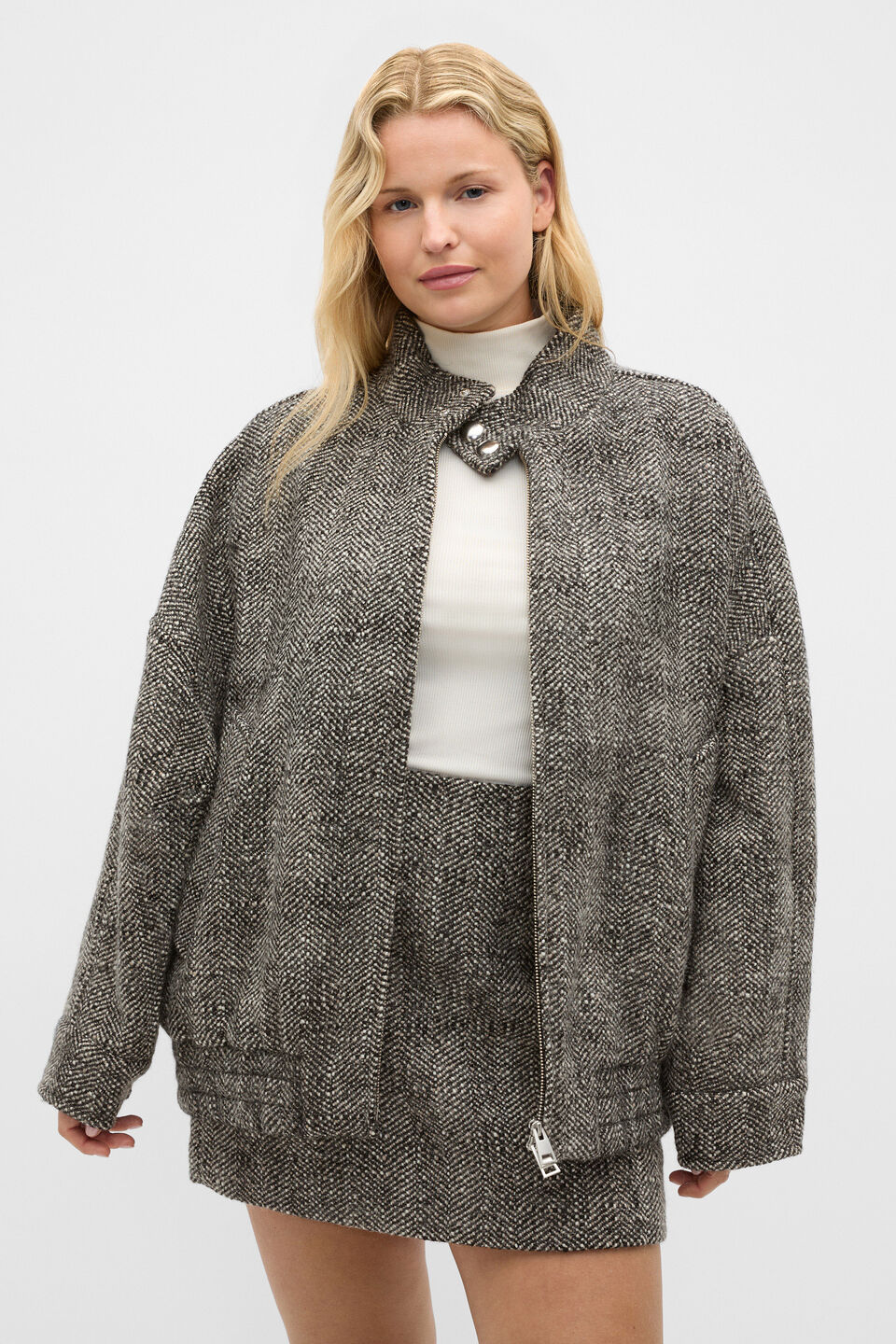 Textured Mini Skirt  Pale Slate Crossdye