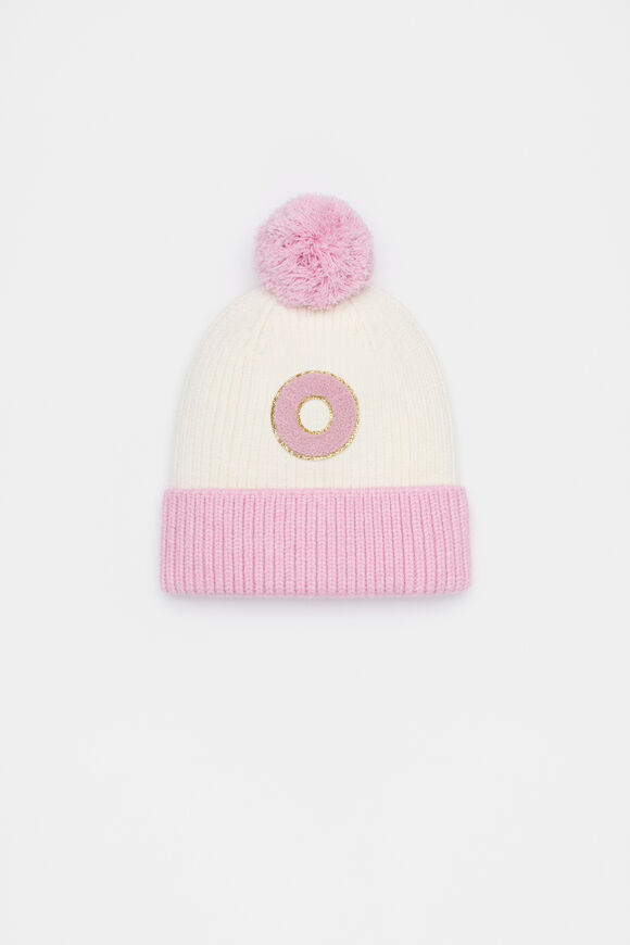 Colourblock Initial Beanie  O  hi-res