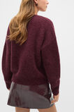  Lofty V Neck Slouch Knit  Plum Red  hi-res
