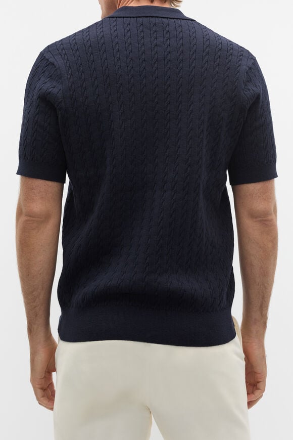 Heritage Cable Knit Trophy Polo  Twilight Blue  hi-res