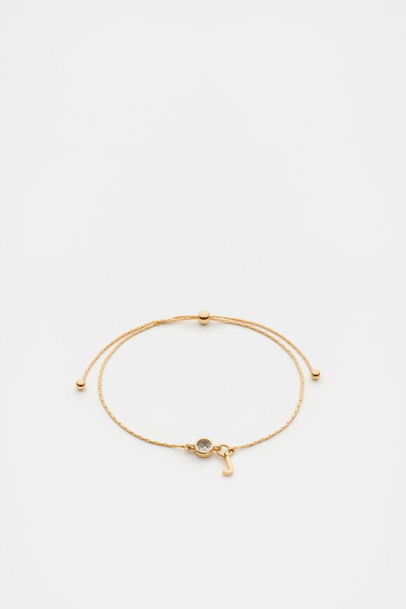 Stone Drop Initial Bracelet  J  hi-res