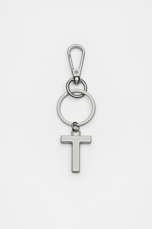 Silver Initials Keyring  T  hi-res