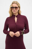 Button Down Mock Neck Knit Dress  Plum Red  hi-res