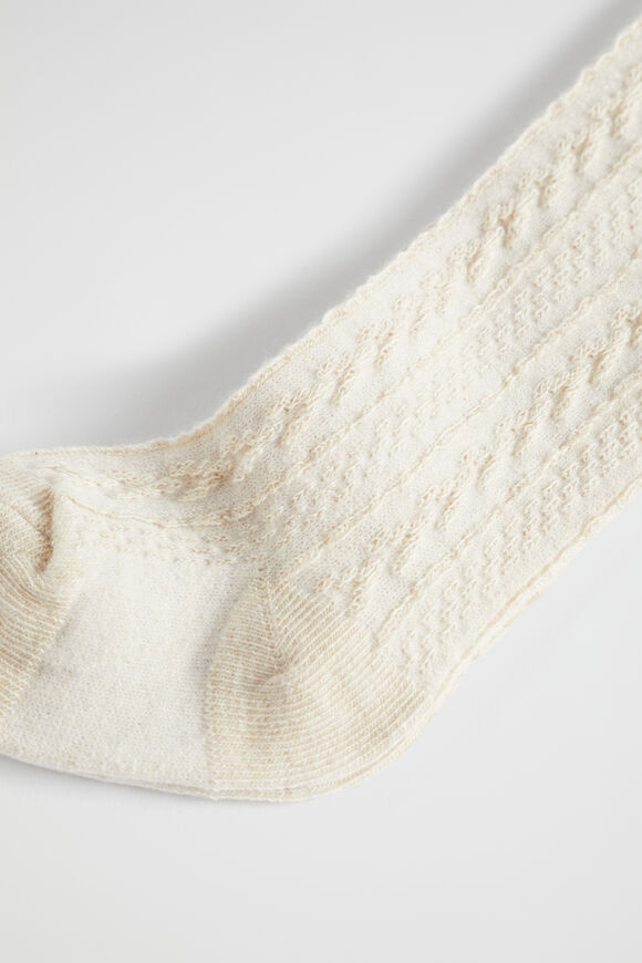 Cable Knit Tights  Oat Marle  hi-res