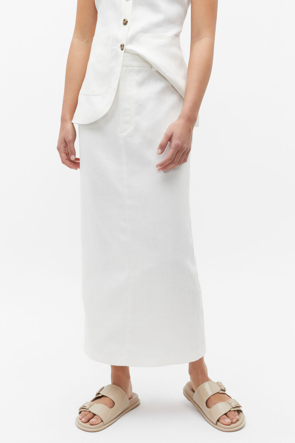 Linen Maxi Cargo Skirt  Cloud Cream