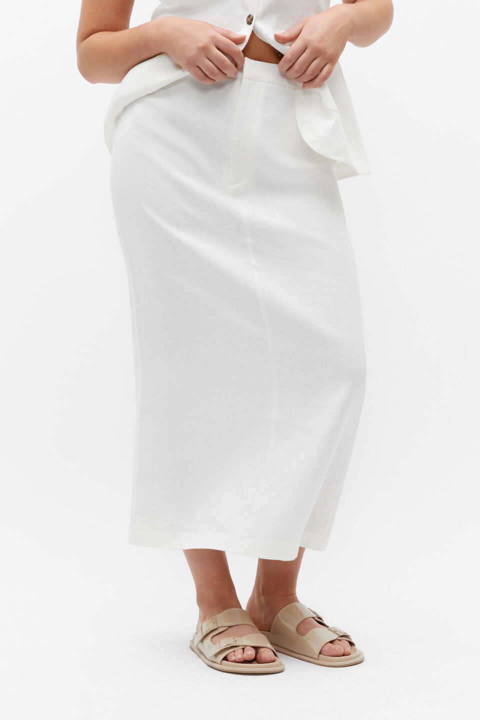 Linen Maxi Cargo Skirt  Cloud Cream