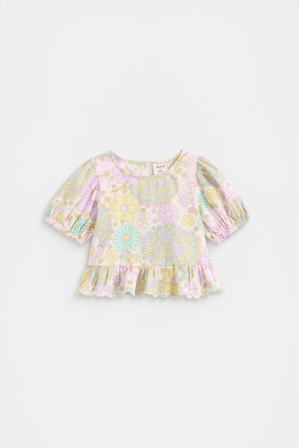 Floral Button Top  Vintage Cream