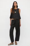 Linen Barrel Leg Elasticated Pant  Black  hi-res