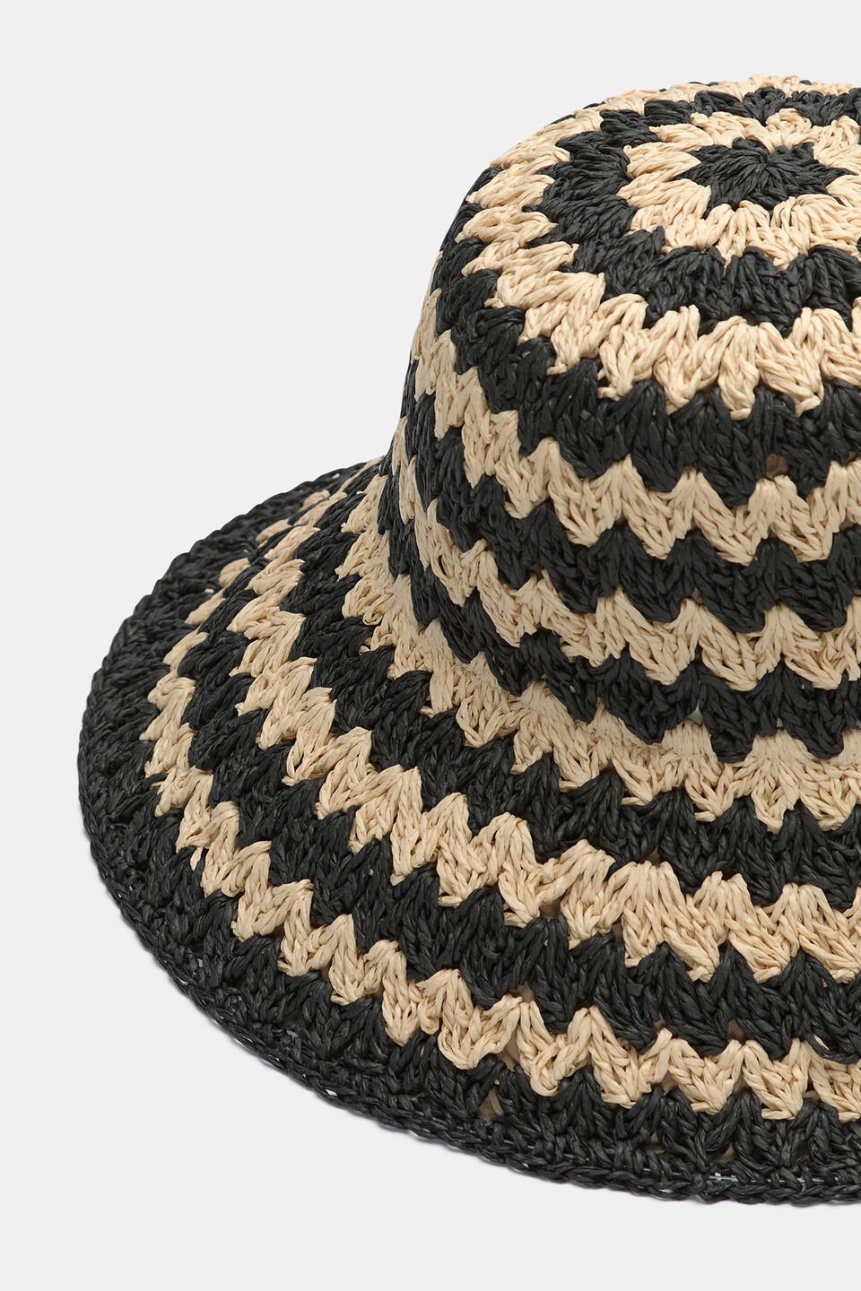 Two Tone Wide Brim Hat  Black