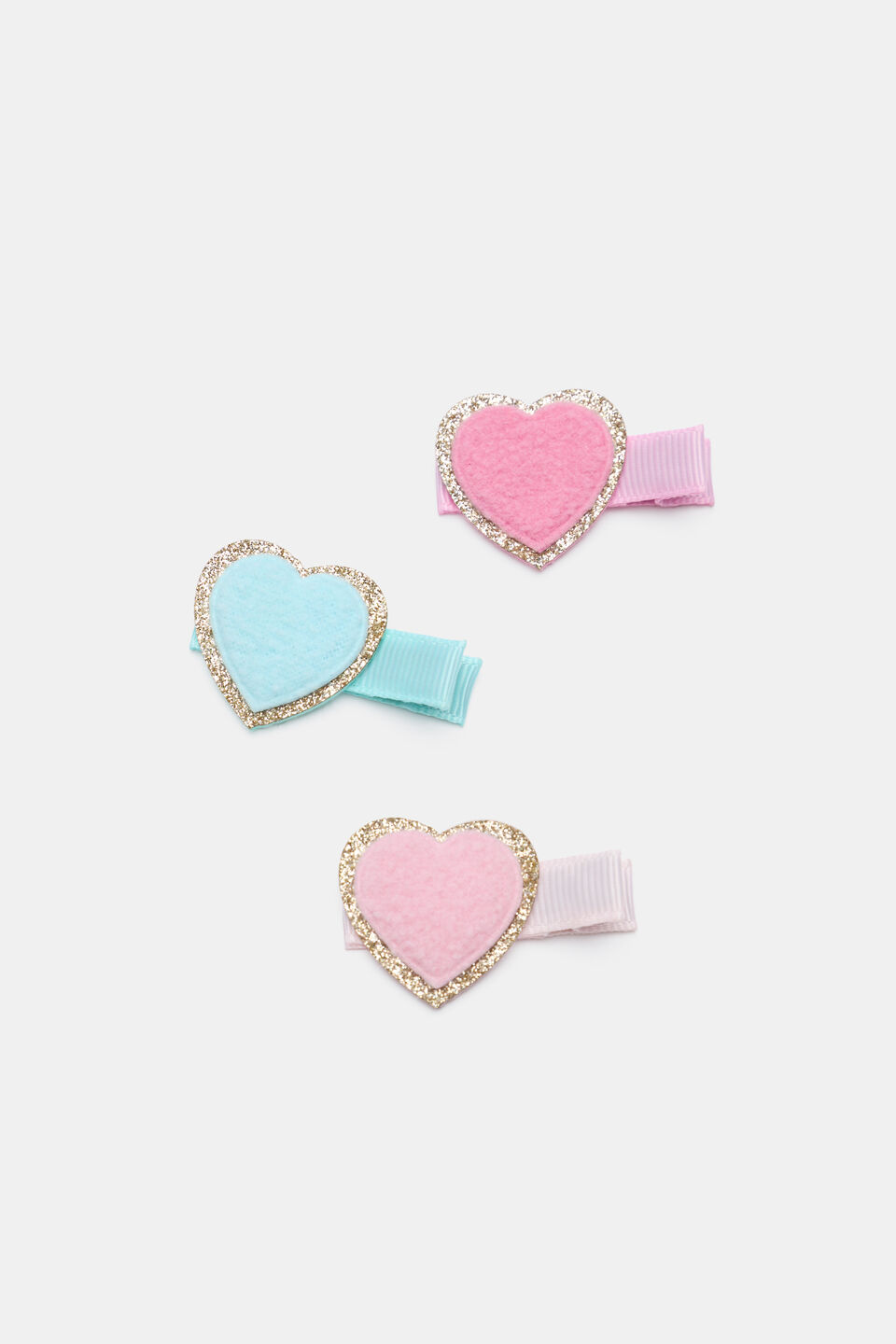 Heart Trio Chenille Duck Clip  Multi