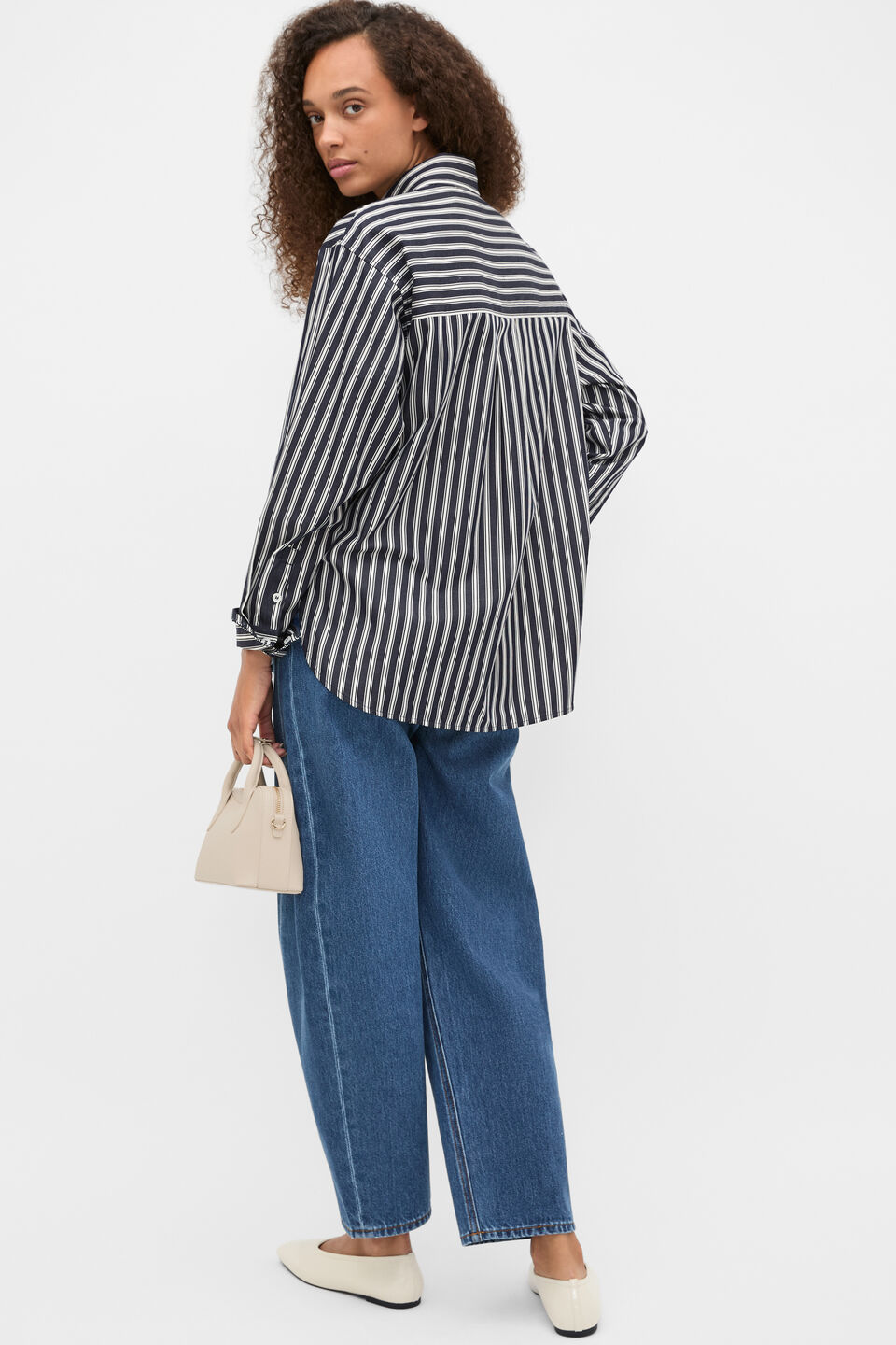 Stripe Cotton Oversized Shirt  Twilight Blue Stripe