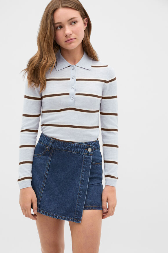 Polo Collar Knit Sweater  Cloud Grey Marle  hi-res