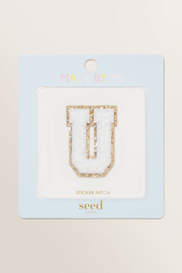 Made By Me Glitter Initial Patch  U  hi-res