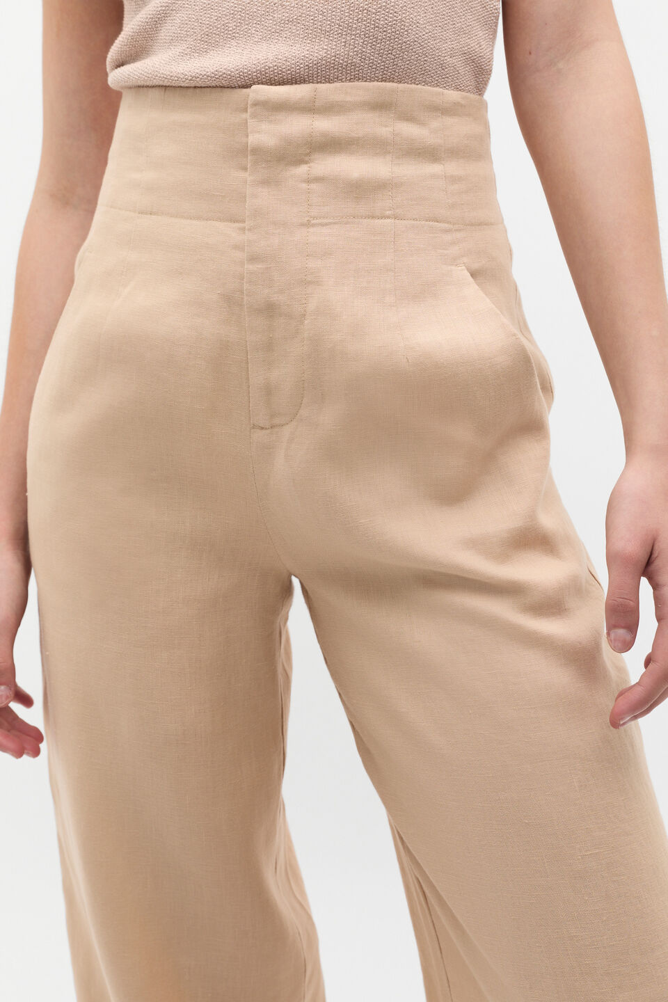 Core Linen Waisted Pant  Ecru