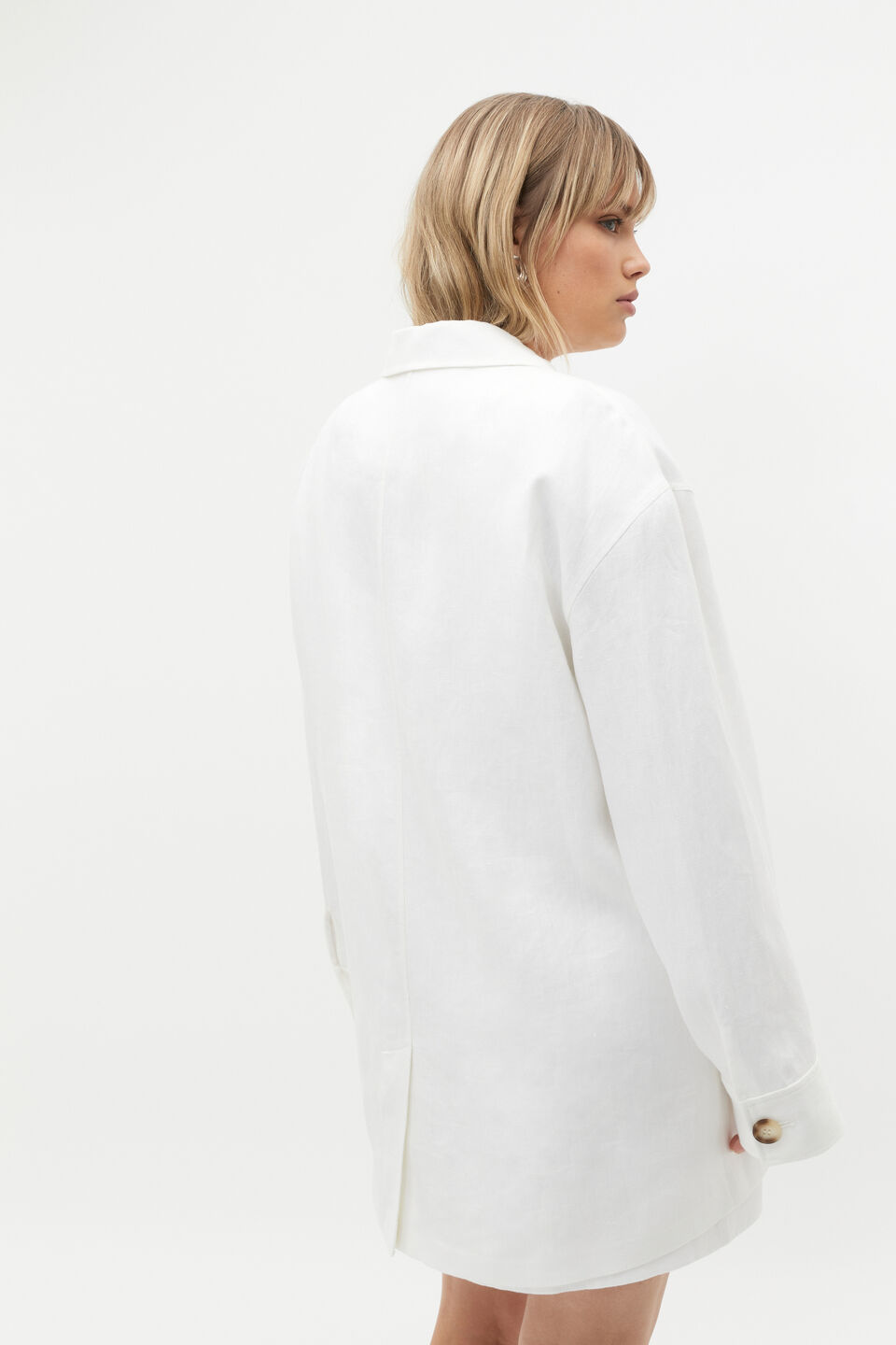 Linen Shacket  Whisper White