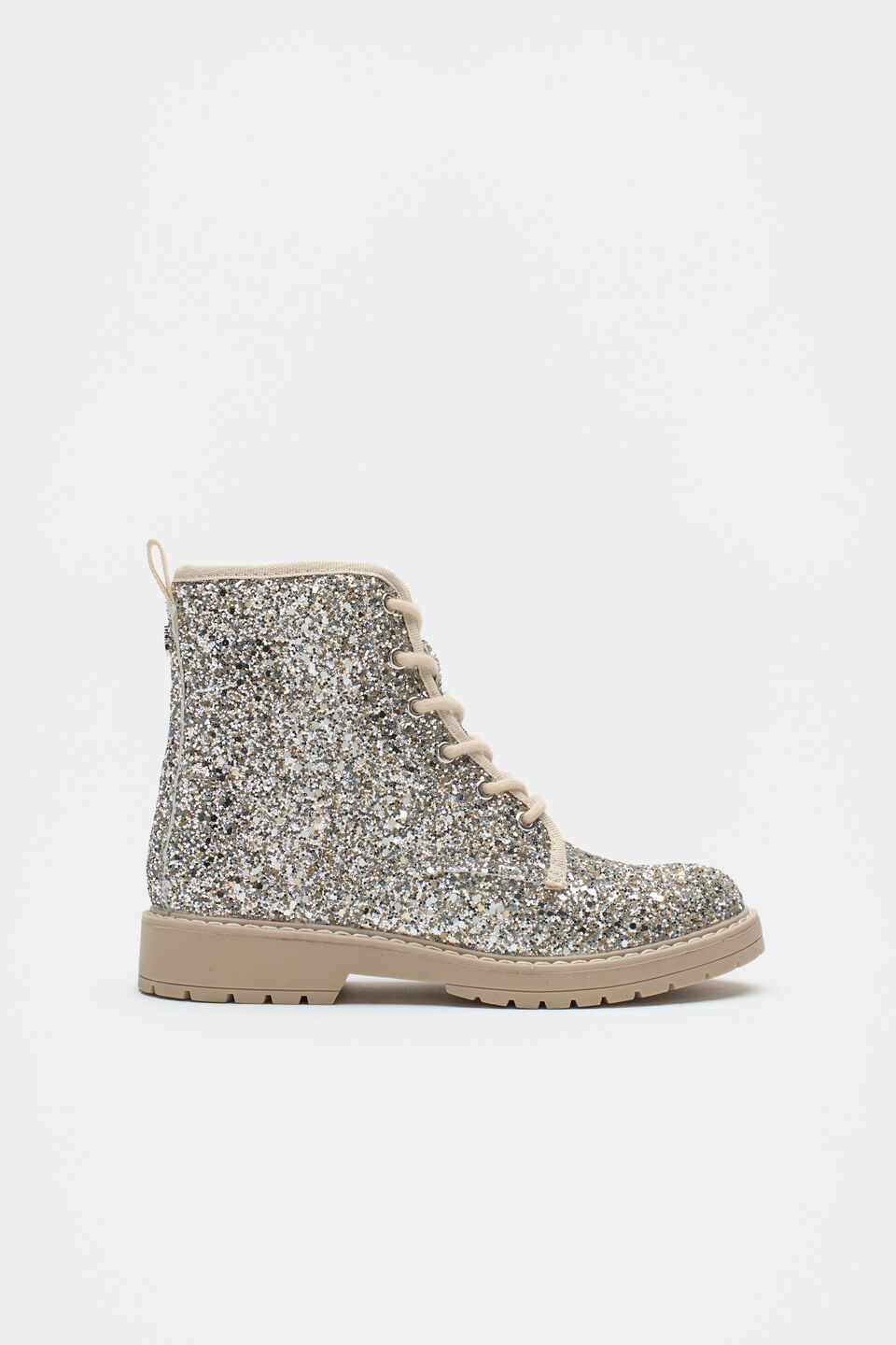 Glitter Combat Boot  Pale Gold