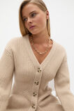 Structured Rib Button Cardigan  Latte Marle  hi-res