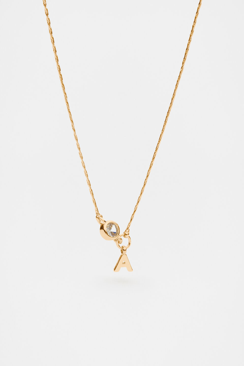 Stone Drop Initial Necklace  A