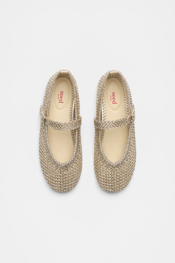 Metallic Crochet Ballet  Gold  hi-res