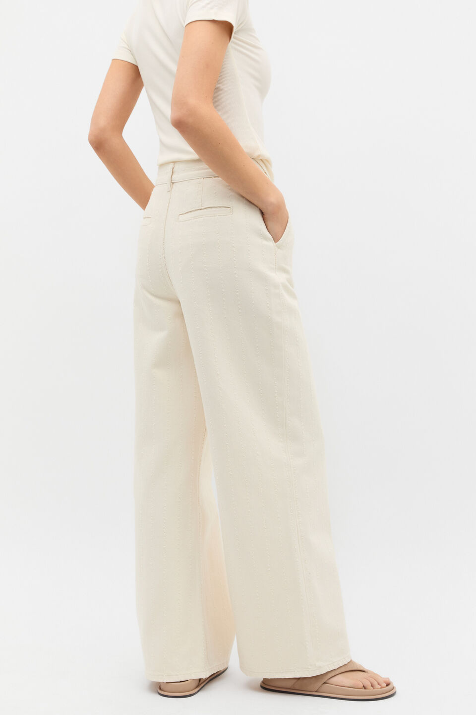 Textured Denim Tailored Jean  Buttercream