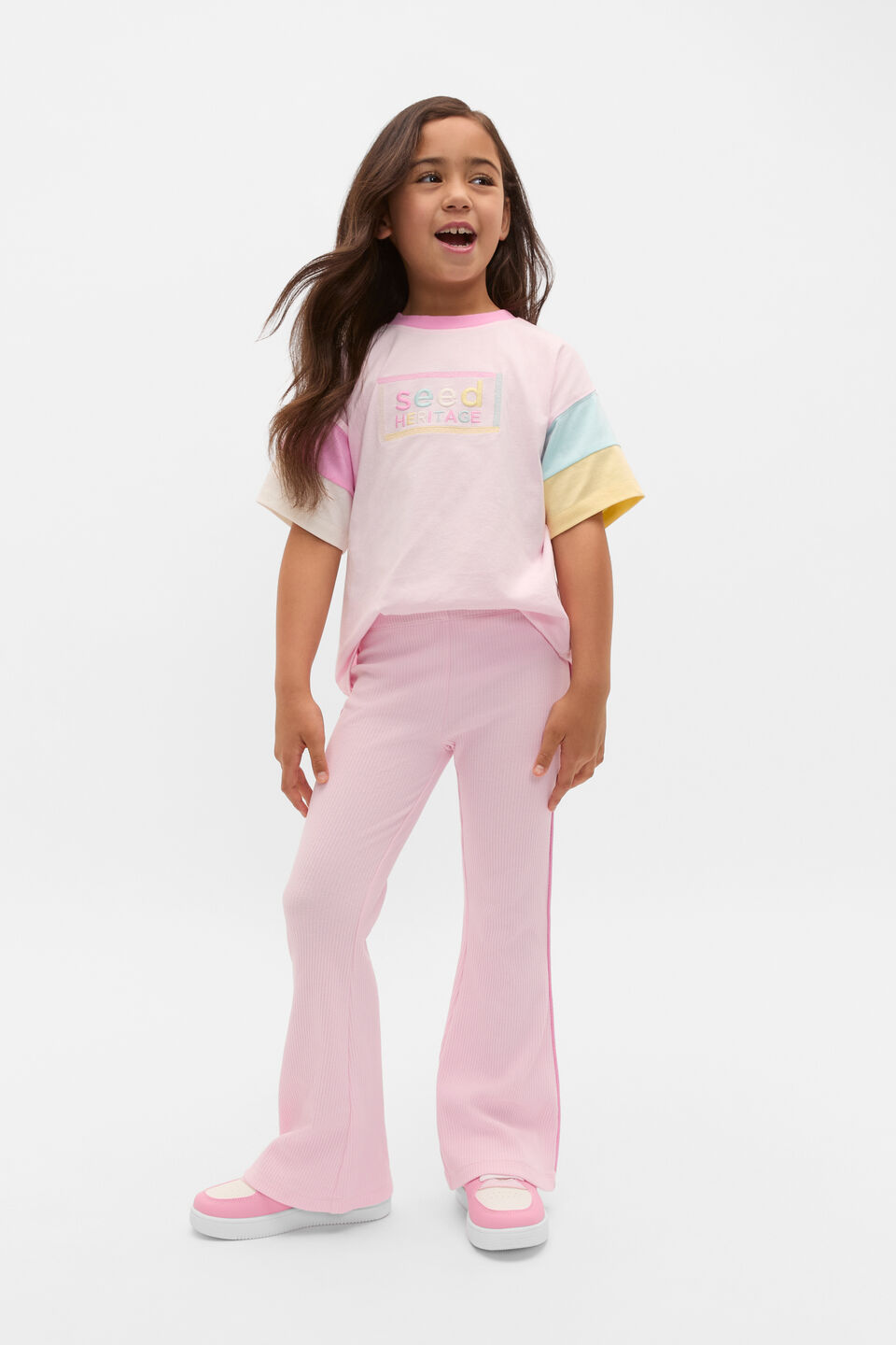 Logo Panelled Tee  Pink Lemonade